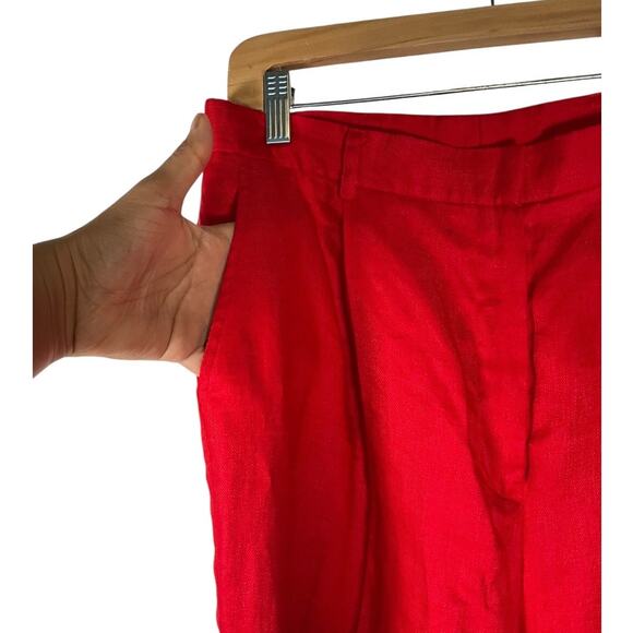 Lauren Ralph Lauren red linen pants size 16 runs small fits 8 tailored trousers - Picture 3 of 8